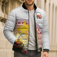 Hapi De Bilong Indipendens Papua New Guinea Bomber Puffer Jacket PNG Lime Pot LT7 - Polynesian Pride