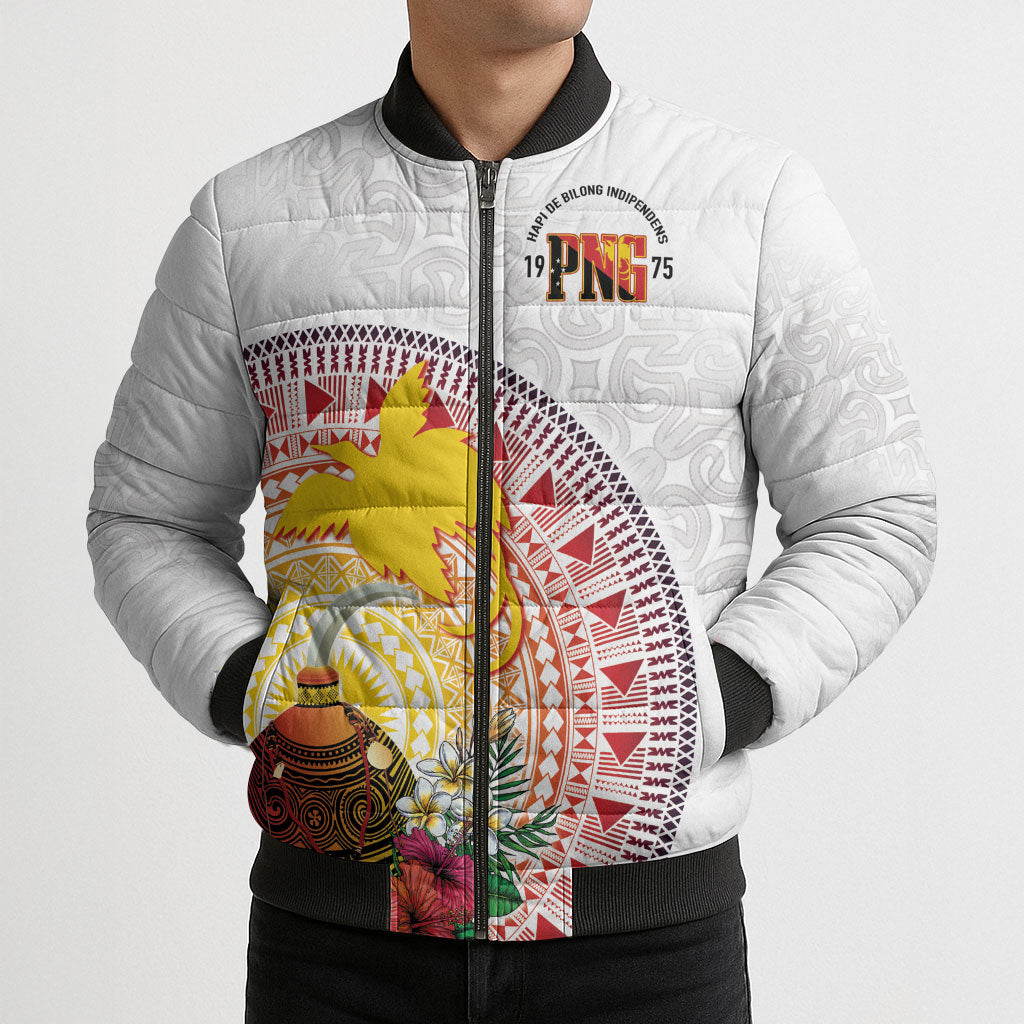 Hapi De Bilong Indipendens Papua New Guinea Bomber Puffer Jacket PNG Lime Pot LT7 - Polynesian Pride