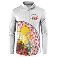 Hapi De Bilong Indipendens Papua New Guinea Button Sweatshirt PNG Lime Pot LT7 White - Polynesian Pride