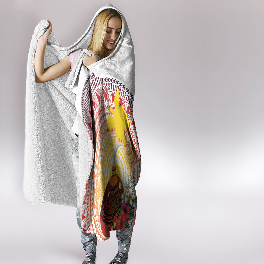 Hapi De Bilong Indipendens Papua New Guinea Hooded Blanket PNG Lime Pot LT7 - Polynesian Pride