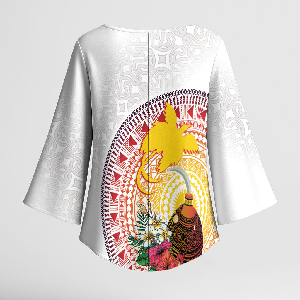 Hapi De Bilong Indipendens Papua New Guinea Kimono Sleeve Blouse PNG Lime Pot LT7 - Polynesian Pride