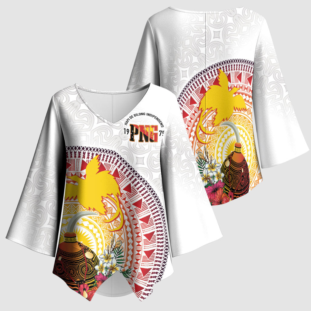 Hapi De Bilong Indipendens Papua New Guinea Kimono Sleeve Blouse PNG Lime Pot LT7 - Polynesian Pride