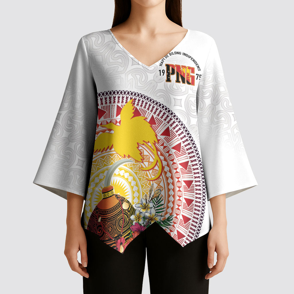 Hapi De Bilong Indipendens Papua New Guinea Kimono Sleeve Blouse PNG Lime Pot LT7 - Polynesian Pride