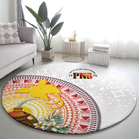 Hapi De Bilong Indipendens Papua New Guinea Round Carpet PNG Lime Pot LT7 - Polynesian Pride