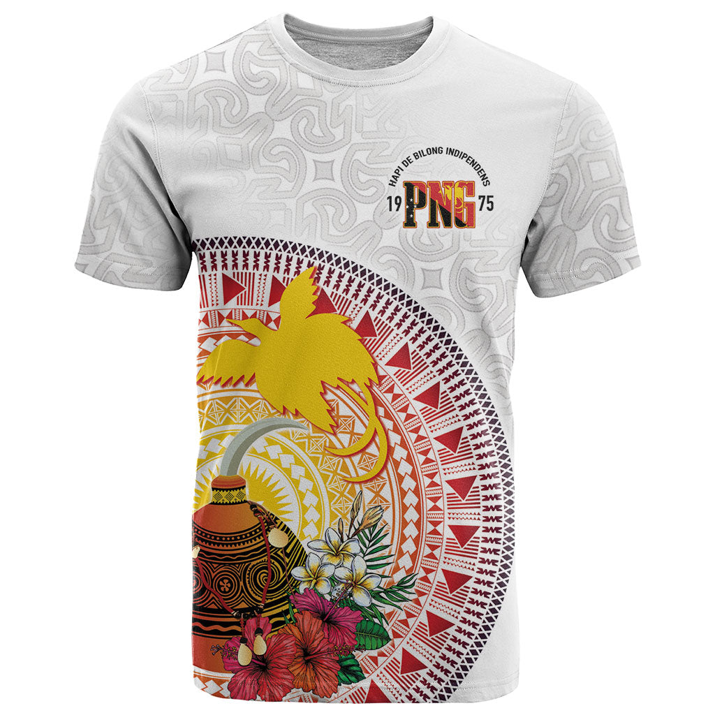Hapi De Bilong Indipendens Papua New Guinea T Shirt PNG Lime Pot LT7 White - Polynesian Pride