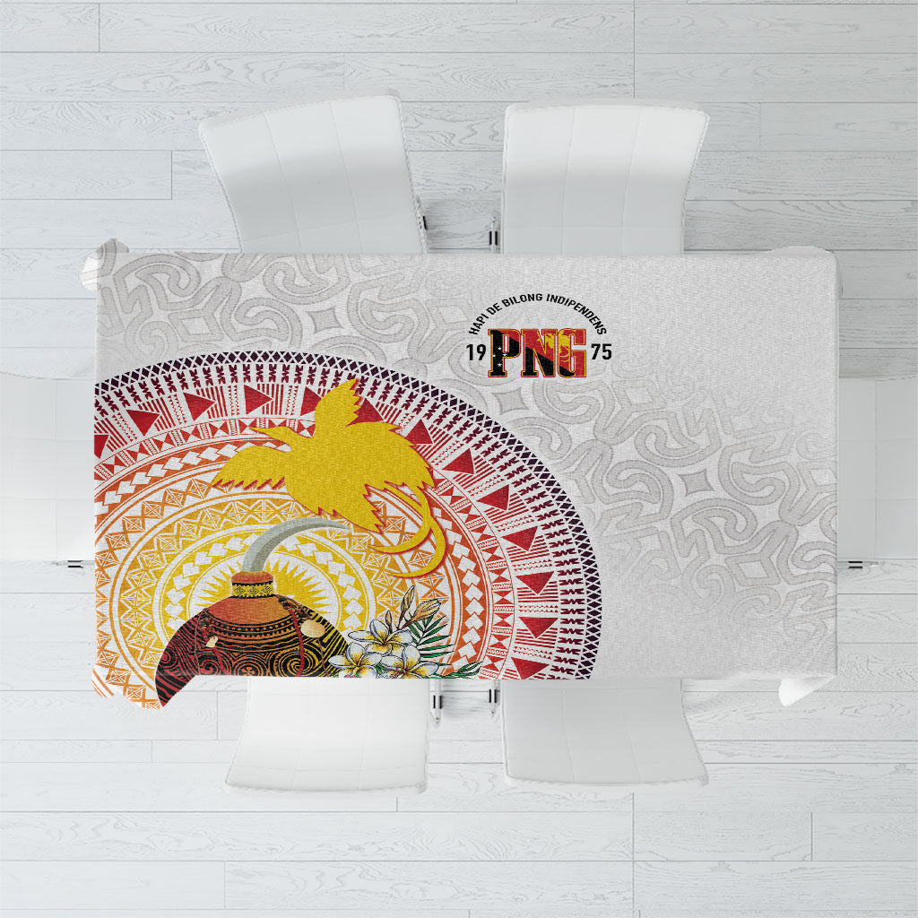Hapi De Bilong Indipendens Papua New Guinea Tablecloth PNG Lime Pot LT7 White - Polynesian Pride