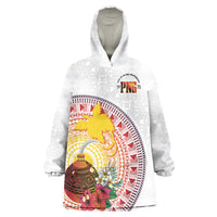 Hapi De Bilong Indipendens Papua New Guinea Wearable Blanket Hoodie PNG Lime Pot LT7 One Size White - Polynesian Pride