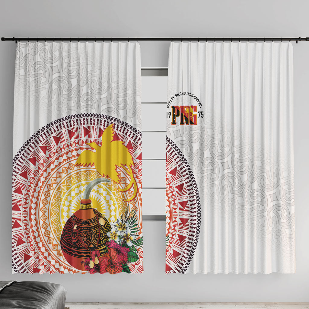 Hapi De Bilong Indipendens Papua New Guinea Window Curtain PNG Lime Pot LT7 With Hooks White - Polynesian Pride
