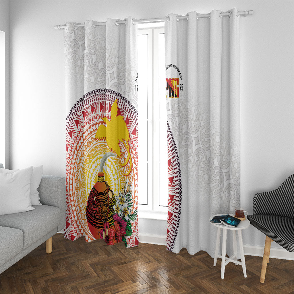 Hapi De Bilong Indipendens Papua New Guinea Window Curtain PNG Lime Pot LT7 With Grommets White - Polynesian Pride
