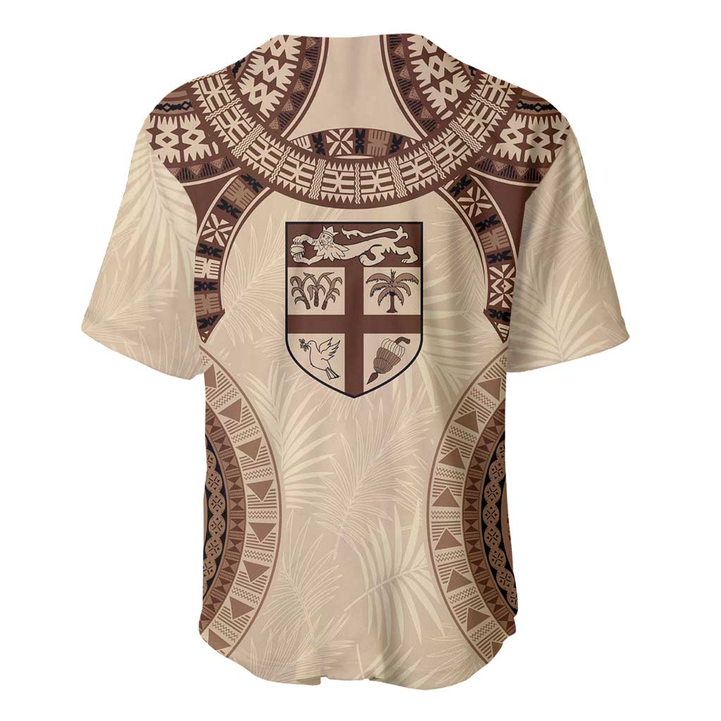 Bula Fiji Day 55th Anniversary Masi Tapa Baseball Jersey Emerald Jubilee - Beige LT7 - Polynesian Pride