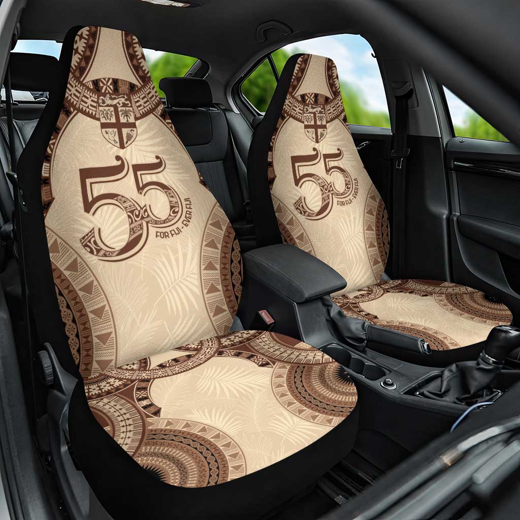 Bula Fiji Day 55th Anniversary Masi Tapa Car Seat Cover Emerald Jubilee - Beige LT7 One Size Beige - Polynesian Pride
