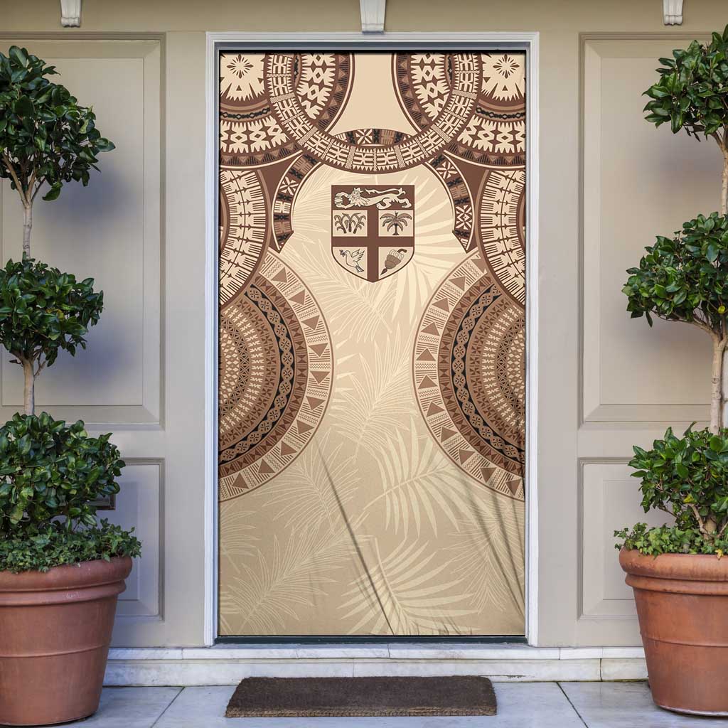 Bula Fiji Day 55th Anniversary Masi Tapa Door Cover Emerald Jubilee - Beige LT7 Beige - Polynesian Pride