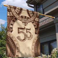 Bula Fiji Day 55th Anniversary Masi Tapa Garden Flag Emerald Jubilee - Beige LT7 - Polynesian Pride