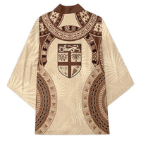 Bula Fiji Day 55th Anniversary Masi Tapa Kimono Emerald Jubilee - Beige LT7 - Polynesian Pride
