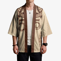 Bula Fiji Day 55th Anniversary Masi Tapa Kimono Emerald Jubilee - Beige LT7 - Polynesian Pride