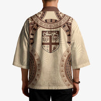 Bula Fiji Day 55th Anniversary Masi Tapa Kimono Emerald Jubilee - Beige LT7 - Polynesian Pride