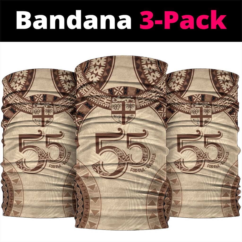 Bula Fiji Day 55th Anniversary Masi Tapa Neck Gaiter Emerald Jubilee - Beige LT7 package One Size: 25*50cm Beige - Polynesian Pride