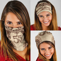 Bula Fiji Day 55th Anniversary Masi Tapa Neck Gaiter Emerald Jubilee - Beige LT7 - Polynesian Pride