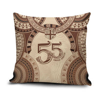 Bula Fiji Day 55th Anniversary Masi Tapa Pillow Cover Emerald Jubilee - Beige LT7 Beige - Polynesian Pride