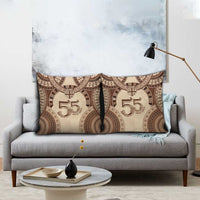Bula Fiji Day 55th Anniversary Masi Tapa Pillow Cover Emerald Jubilee - Beige LT7 - Polynesian Pride