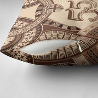 Bula Fiji Day 55th Anniversary Masi Tapa Pillow Cover Emerald Jubilee - Beige LT7 - Polynesian Pride