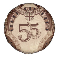 Bula Fiji Day 55th Anniversary Masi Tapa Spare Tire Cover Emerald Jubilee - Beige LT7 - Polynesian Pride