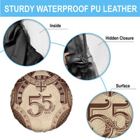 Bula Fiji Day 55th Anniversary Masi Tapa Spare Tire Cover Emerald Jubilee - Beige LT7 - Polynesian Pride