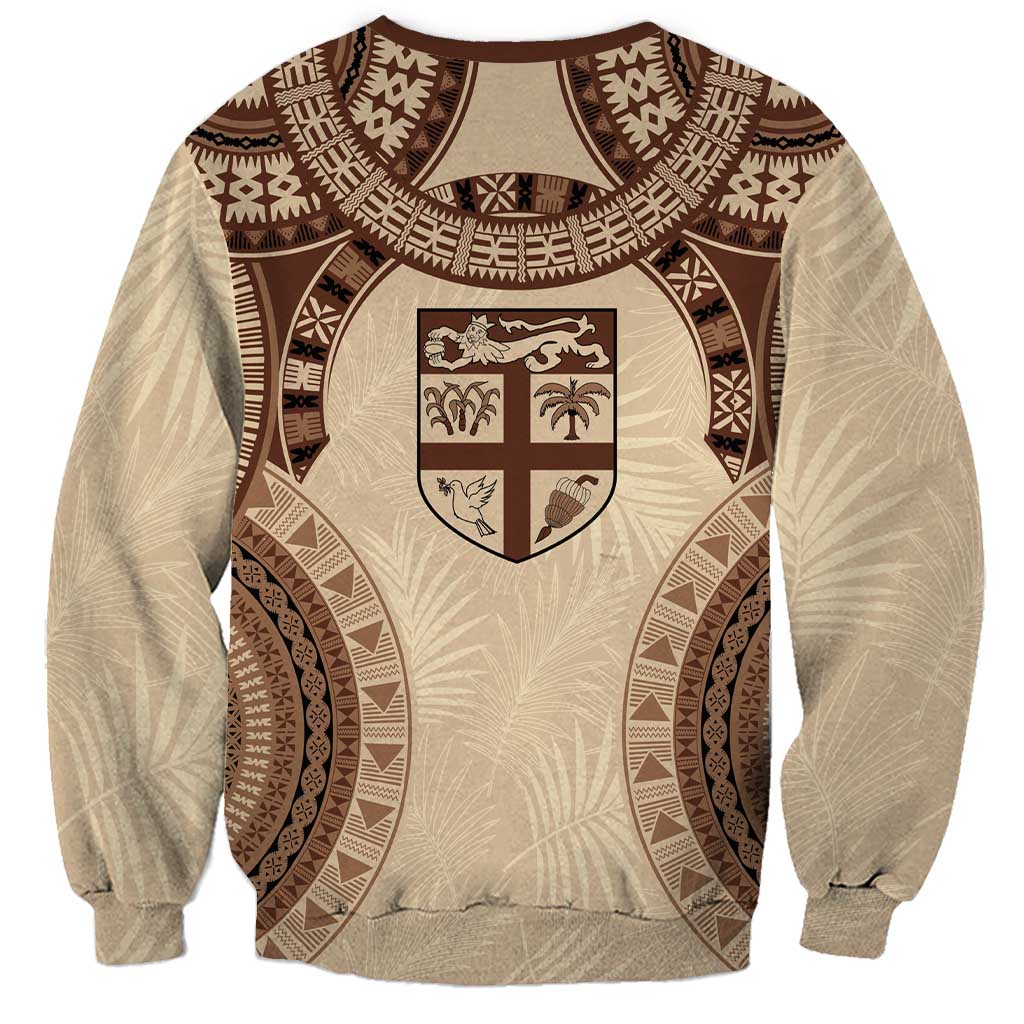 Bula Fiji Day 55th Anniversary Masi Tapa Sweatshirt Emerald Jubilee - Beige LT7 - Polynesian Pride