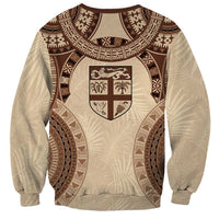 Bula Fiji Day 55th Anniversary Masi Tapa Sweatshirt Emerald Jubilee - Beige LT7 - Polynesian Pride