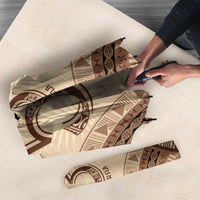 Bula Fiji Day 55th Anniversary Masi Tapa Umbrella Emerald Jubilee - Beige LT7 - Polynesian Pride