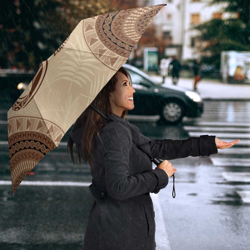 Bula Fiji Day 55th Anniversary Masi Tapa Umbrella Emerald Jubilee - Beige LT7 - Polynesian Pride
