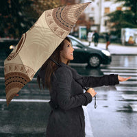 Bula Fiji Day 55th Anniversary Masi Tapa Umbrella Emerald Jubilee - Beige LT7 - Polynesian Pride