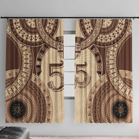 Bula Fiji Day 55th Anniversary Masi Tapa Window Curtain Emerald Jubilee - Beige LT7 With Hooks Beige - Polynesian Pride