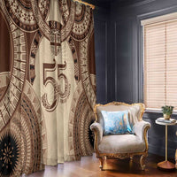 Bula Fiji Day 55th Anniversary Masi Tapa Window Curtain Emerald Jubilee - Beige LT7 - Polynesian Pride