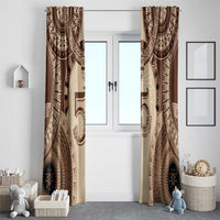 Bula Fiji Day 55th Anniversary Masi Tapa Window Curtain Emerald Jubilee - Beige LT7 - Polynesian Pride