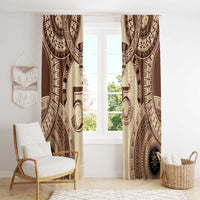 Bula Fiji Day 55th Anniversary Masi Tapa Window Curtain Emerald Jubilee - Beige LT7 - Polynesian Pride