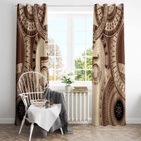 Bula Fiji Day 55th Anniversary Masi Tapa Window Curtain Emerald Jubilee - Beige LT7 - Polynesian Pride