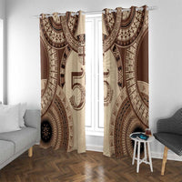 Bula Fiji Day 55th Anniversary Masi Tapa Window Curtain Emerald Jubilee - Beige LT7 With Grommets Beige - Polynesian Pride