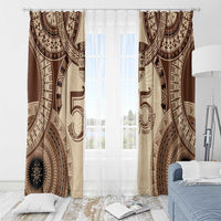Bula Fiji Day 55th Anniversary Masi Tapa Window Curtain Emerald Jubilee - Beige LT7 - Polynesian Pride