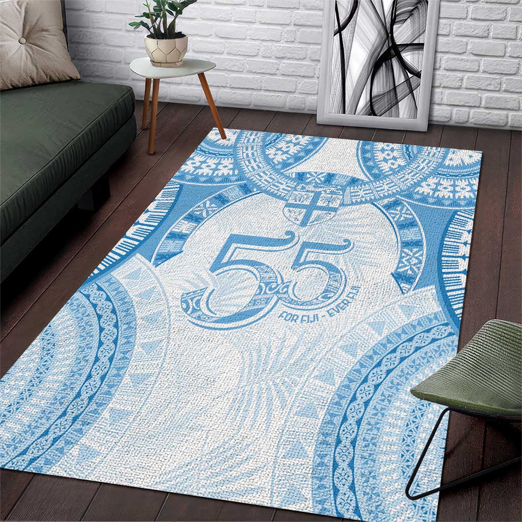 Bula Fiji Day 55th Anniversary Masi Tapa Area Rug Emerald Jubilee - Turquoise LT7 Turquoise - Polynesian Pride