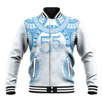 Bula Fiji Day 55th Anniversary Masi Tapa Baseball Jacket Emerald Jubilee - Turquoise LT7 Unisex Turquoise - Polynesian Pride
