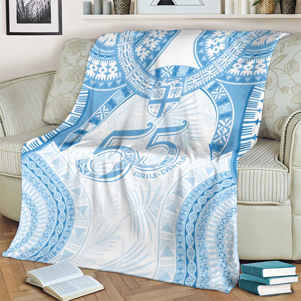 Bula Fiji Day 55th Anniversary Masi Tapa Blanket Emerald Jubilee - Turquoise LT7 - Polynesian Pride