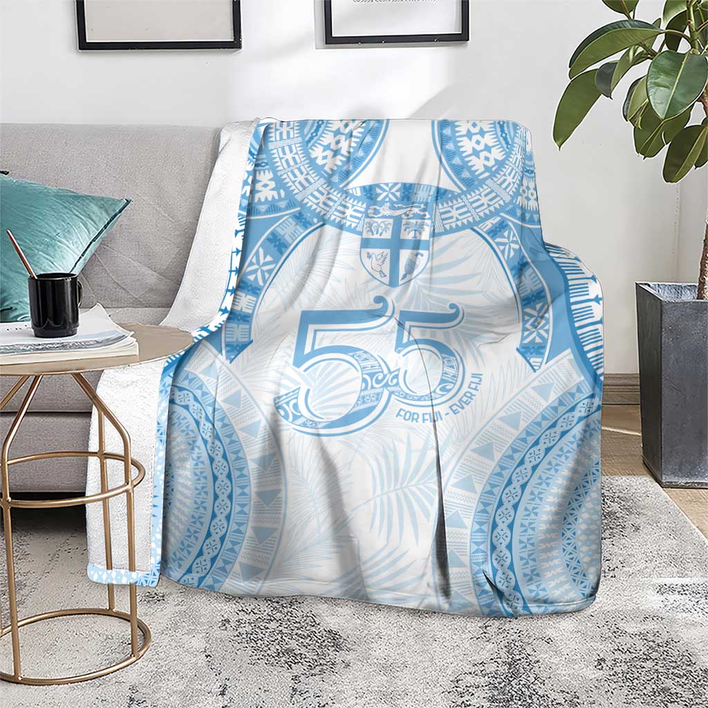 Bula Fiji Day 55th Anniversary Masi Tapa Blanket Emerald Jubilee - Turquoise LT7 - Polynesian Pride