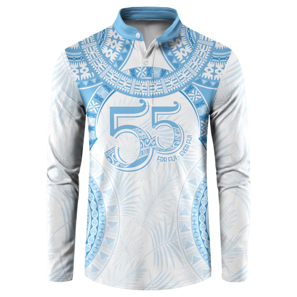Bula Fiji Day 55th Anniversary Masi Tapa Button Sweatshirt Emerald Jubilee - Turquoise LT7 Turquoise - Polynesian Pride