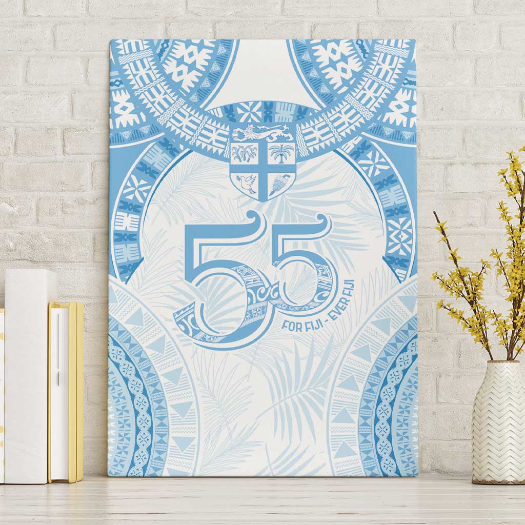 Bula Fiji Day 55th Anniversary Masi Tapa Canvas Wall Art Emerald Jubilee - Turquoise LT7 Without Frame Turquoise - Polynesian Pride