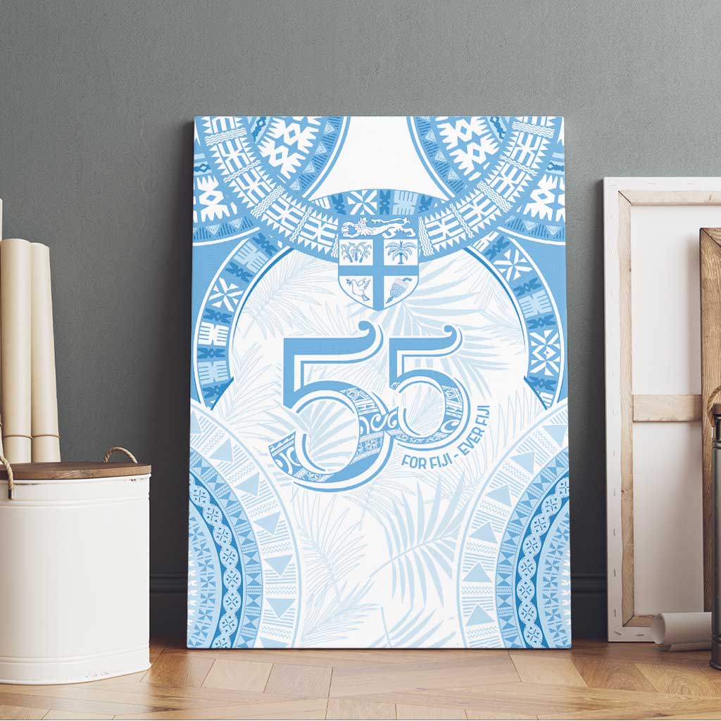 Bula Fiji Day 55th Anniversary Masi Tapa Canvas Wall Art Emerald Jubilee - Turquoise LT7 - Polynesian Pride