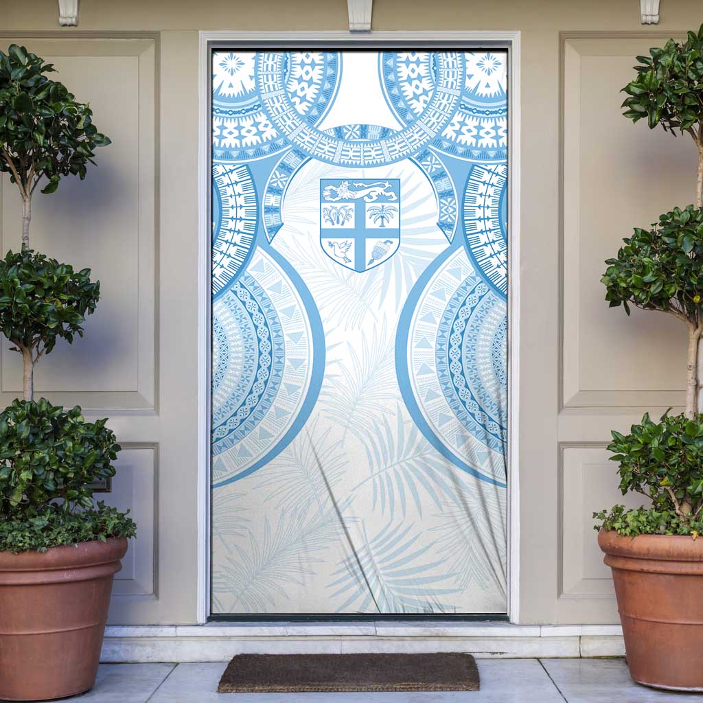 Bula Fiji Day 55th Anniversary Masi Tapa Door Cover Emerald Jubilee - Turquoise LT7 Turquoise - Polynesian Pride