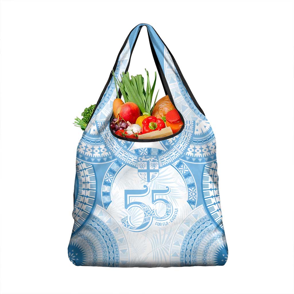 Bula Fiji Day 55th Anniversary Masi Tapa Grocery Bag Emerald Jubilee - Turquoise LT7 1-pack One Size Turquoise - Polynesian Pride