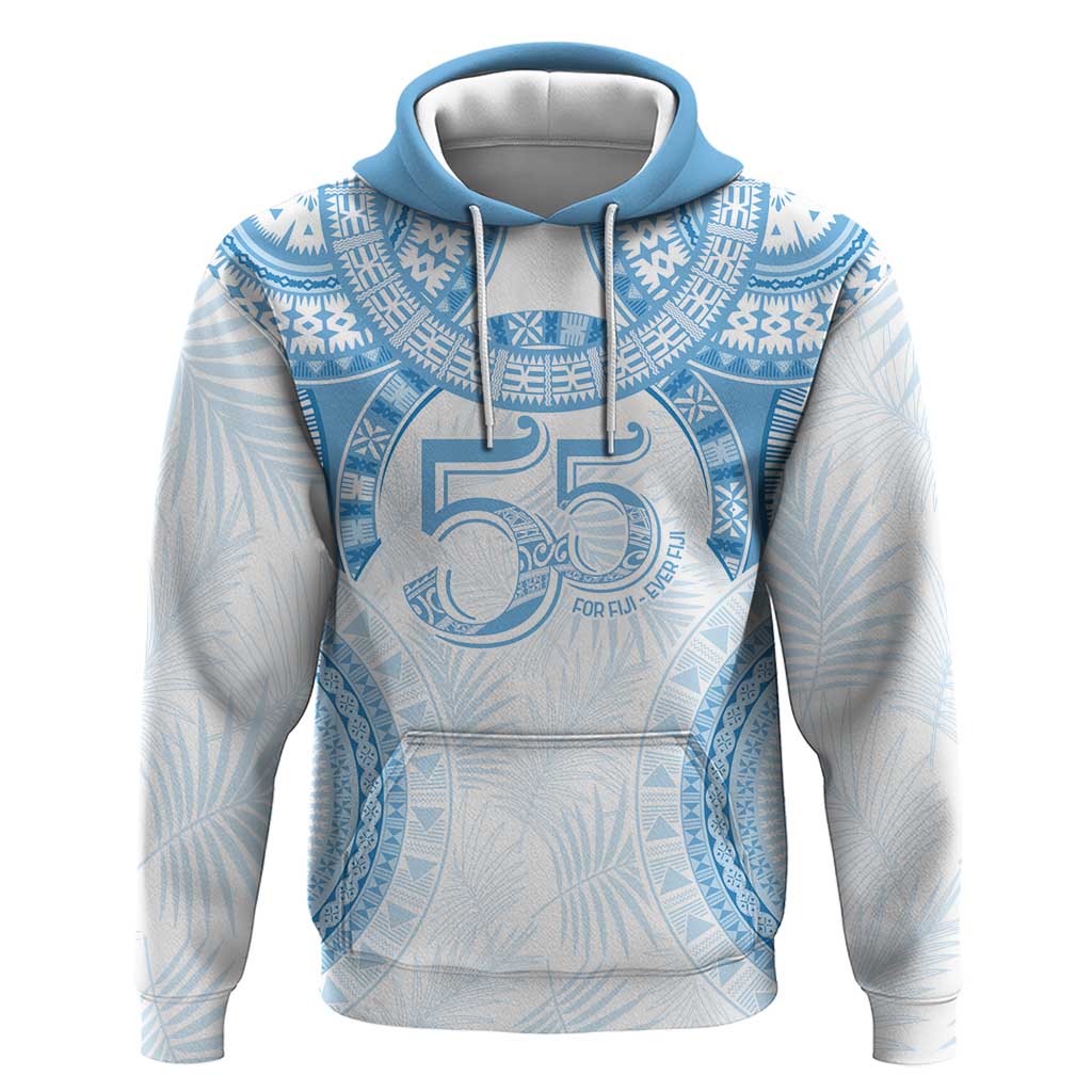 Bula Fiji Day 55th Anniversary Masi Tapa Hoodie Emerald Jubilee - Turquoise LT7 Pullover Hoodie Turquoise - Polynesian Pride