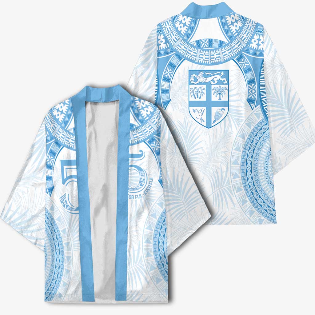 Bula Fiji Day 55th Anniversary Masi Tapa Kimono Emerald Jubilee - Turquoise LT7 - Polynesian Pride